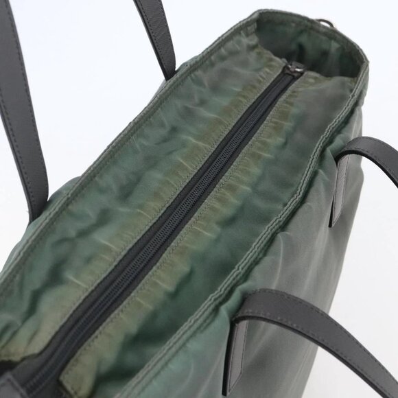 PRADA Tote Bag Nylon Khaki Silver Auth 146817 - Picture 7 of 16